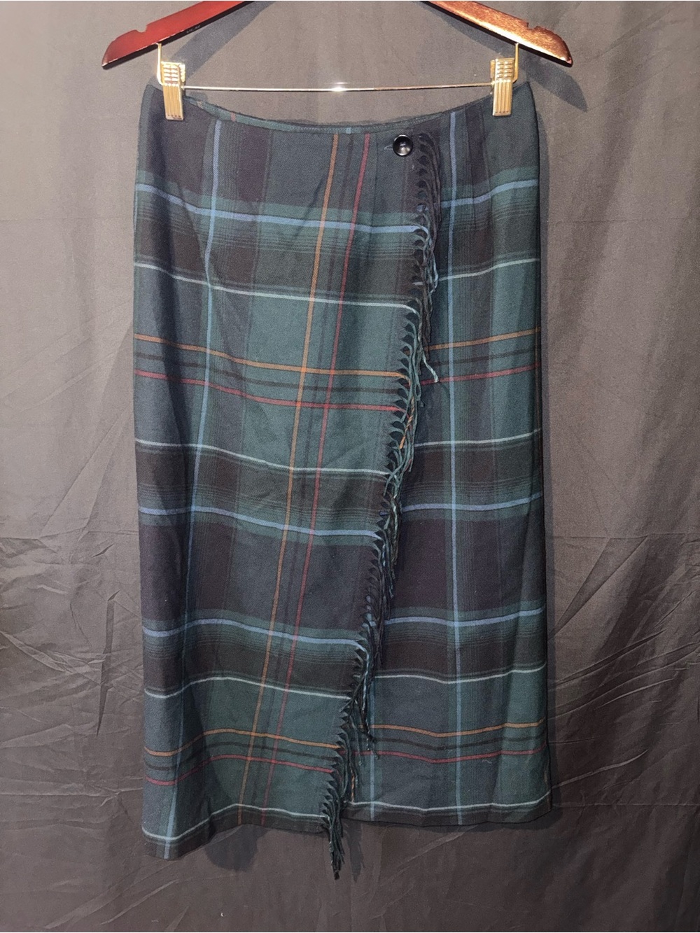 Vintage Talbots Petites Plaid Wrap Midi Skirt